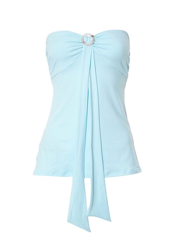 Minivestido Cheongsam Raso Azul Y2K