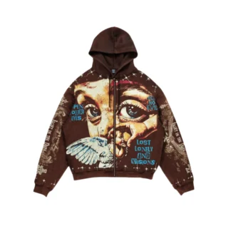 Hoodie Zip "Lost Lonely and Visions" Y2K