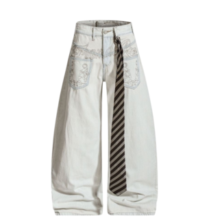 Jeans Baggy con Corbata