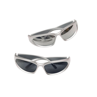 Gafas Wrap-Around Futuristas Plateadas Y2K