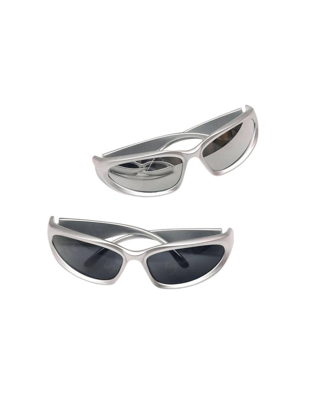 Gafas Wrap-Around Futuristas Plateadas Y2K