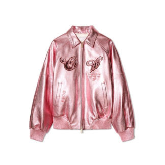 Bomber Jacket Metalizada Rosa Y2K