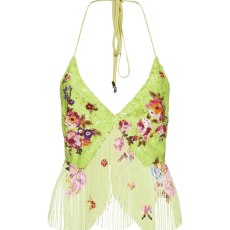 Top Halter Lentejuelas Flores