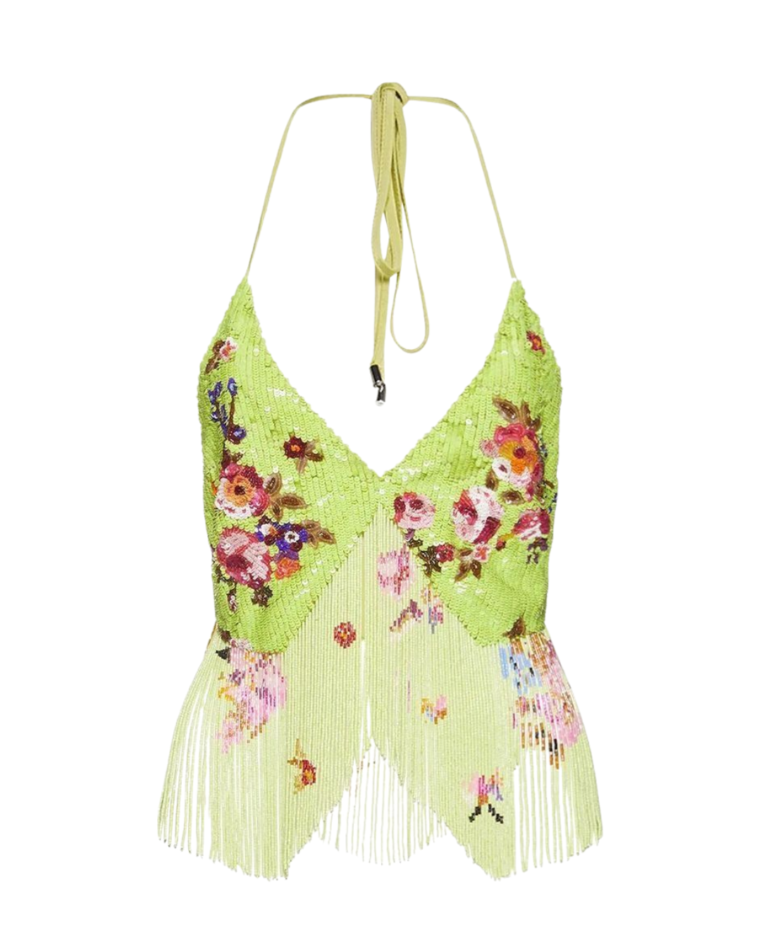 Top Halter Lentejuelas Flores